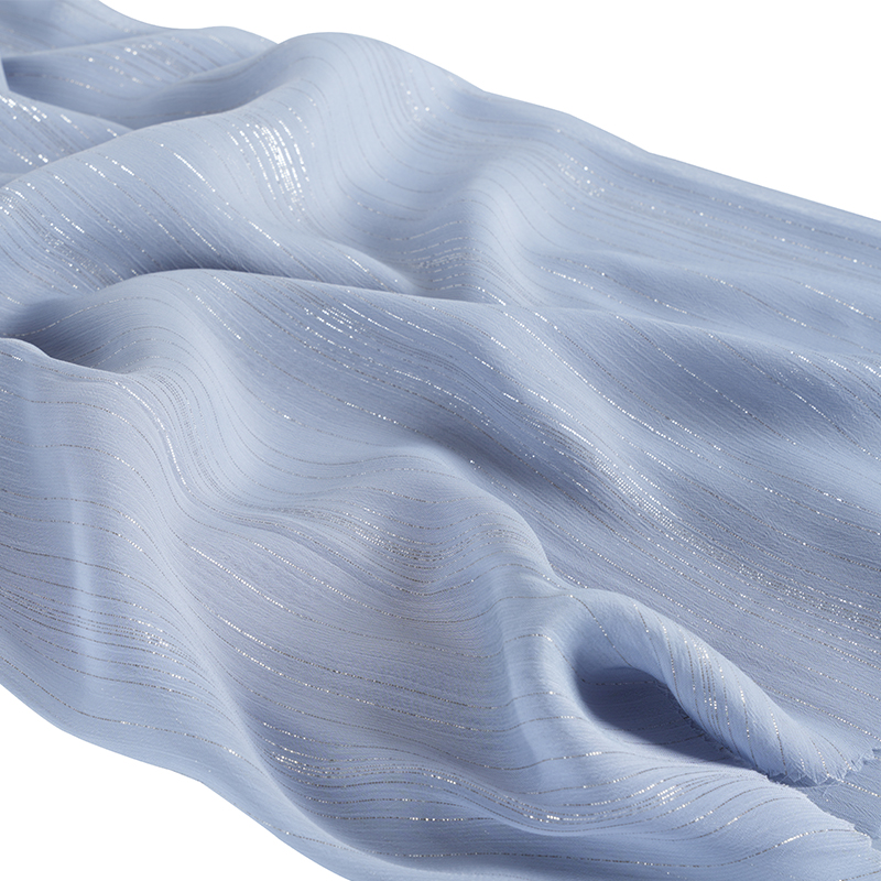 75D Irregular Silver Silk Chiffon Crepe