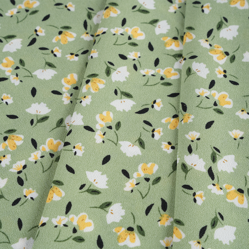 2026*75 False Twist Silk Flower Yao Crepe Maliit na Floral Print na Tela