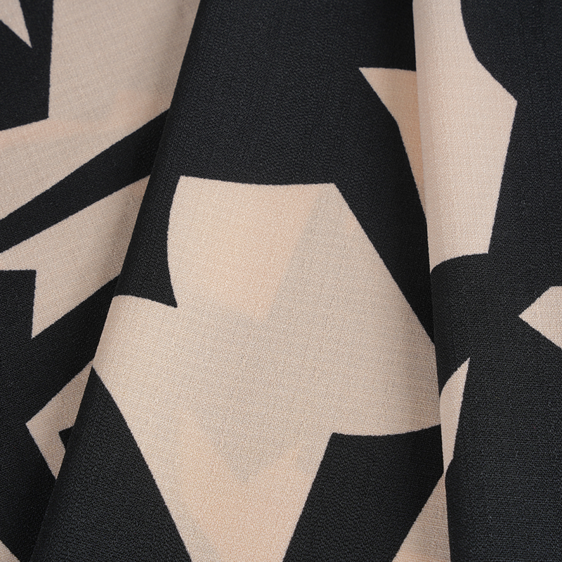 5068 Linglong Hemp Pink At Black Print na Tela