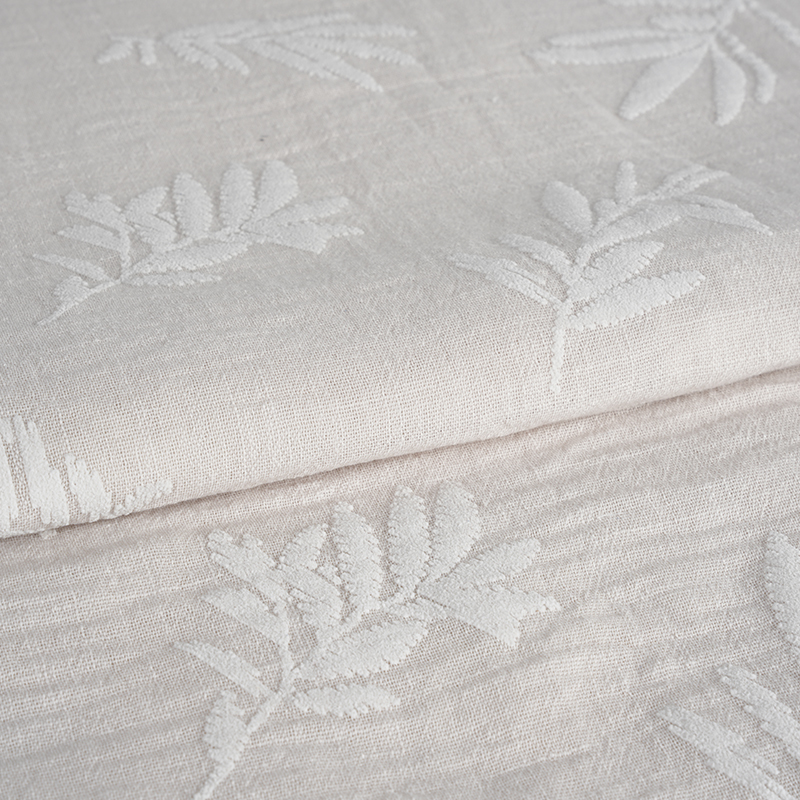 Polyester Yarn Imitating Hemp Leaf Foam Print Fabric