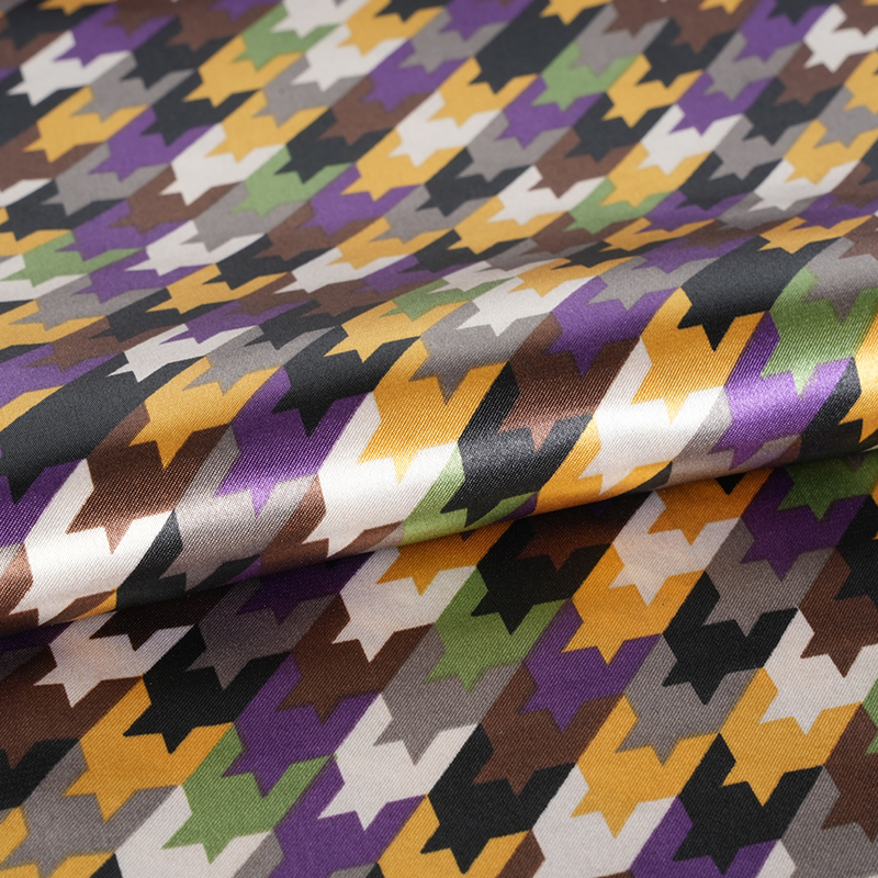 Polyester 50*75 Twisted Satin Geometric Satin Printing Fabric