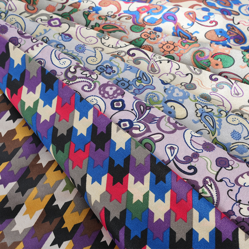 Polyester 50*75 Twisted Satin Geometric Satin Printing Fabric