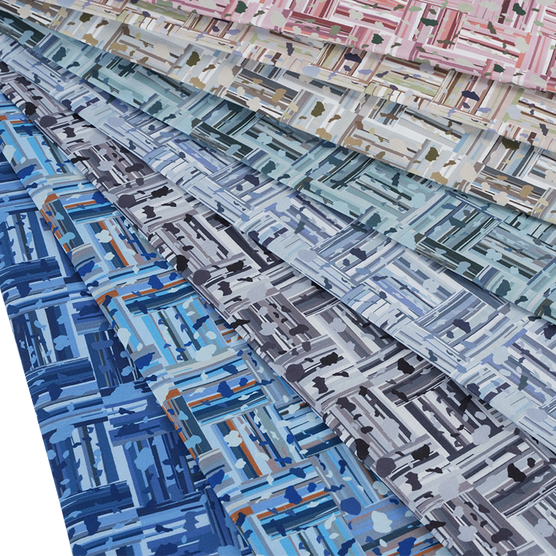 100D*40S Cool Silk Cotton Abstract Positive at Negative Block Digital Printing Fabric